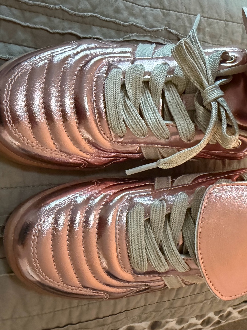 Steve Madden Metallic Rose Gold Lace-Up Sneakers
